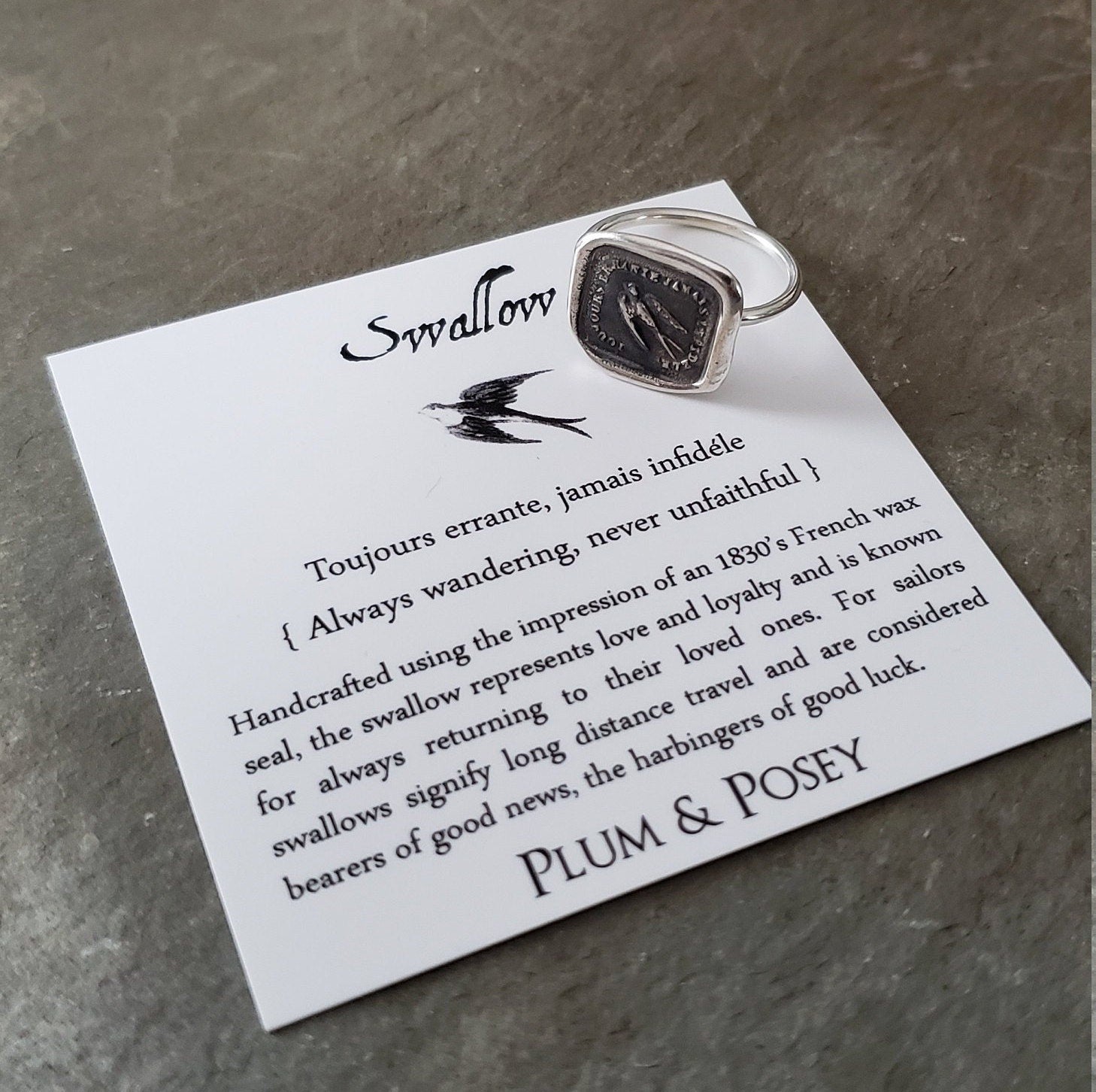 Swallow - Always wandering, never unfaithful - Skinny Stacking Ring
