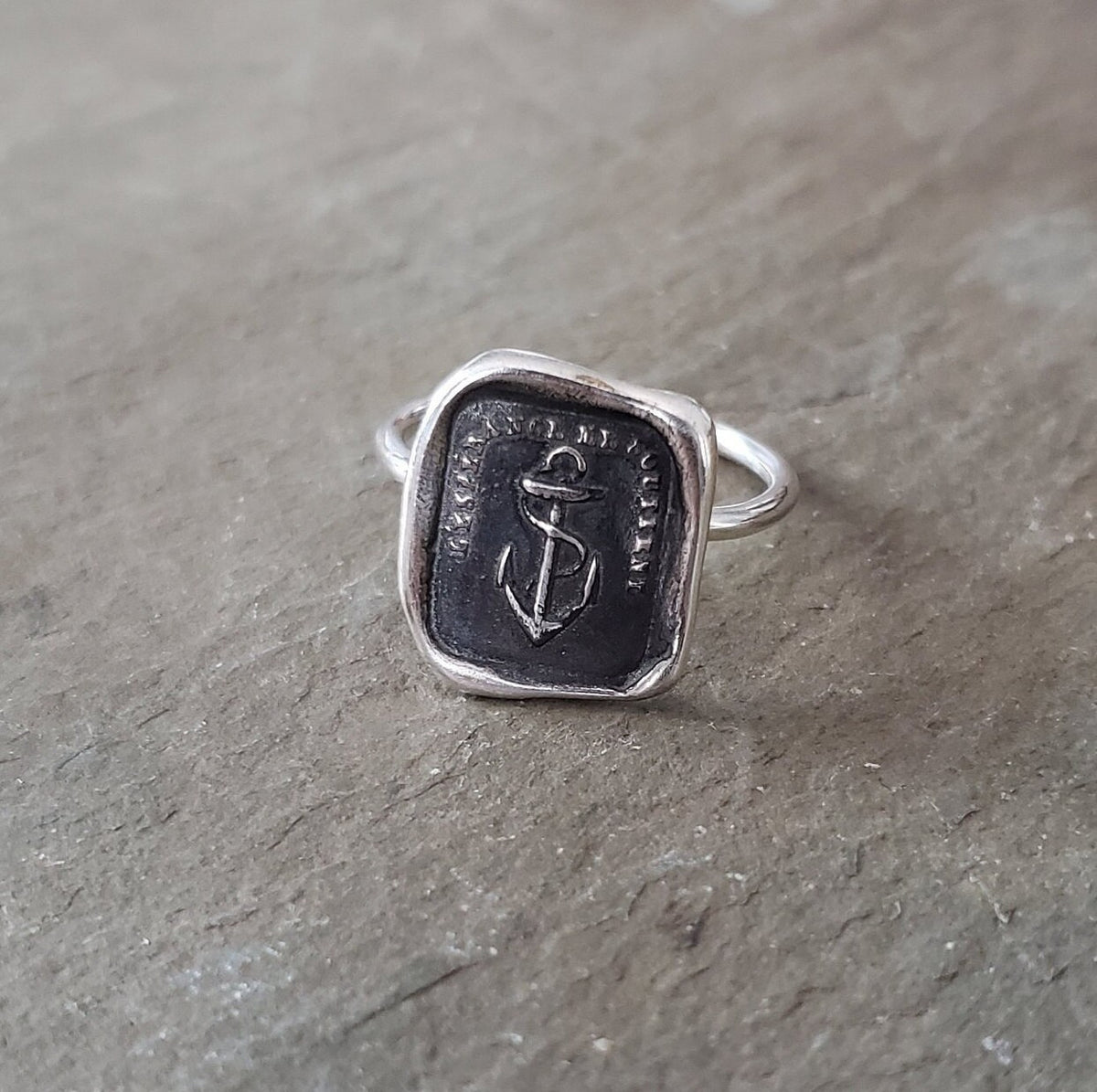 Anchor, hope - Skinny Stacking Ring