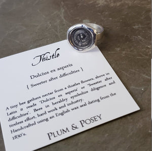 Thistle Wax Seal Ring - Dulcius ex asperis - sweetness after difficulties
