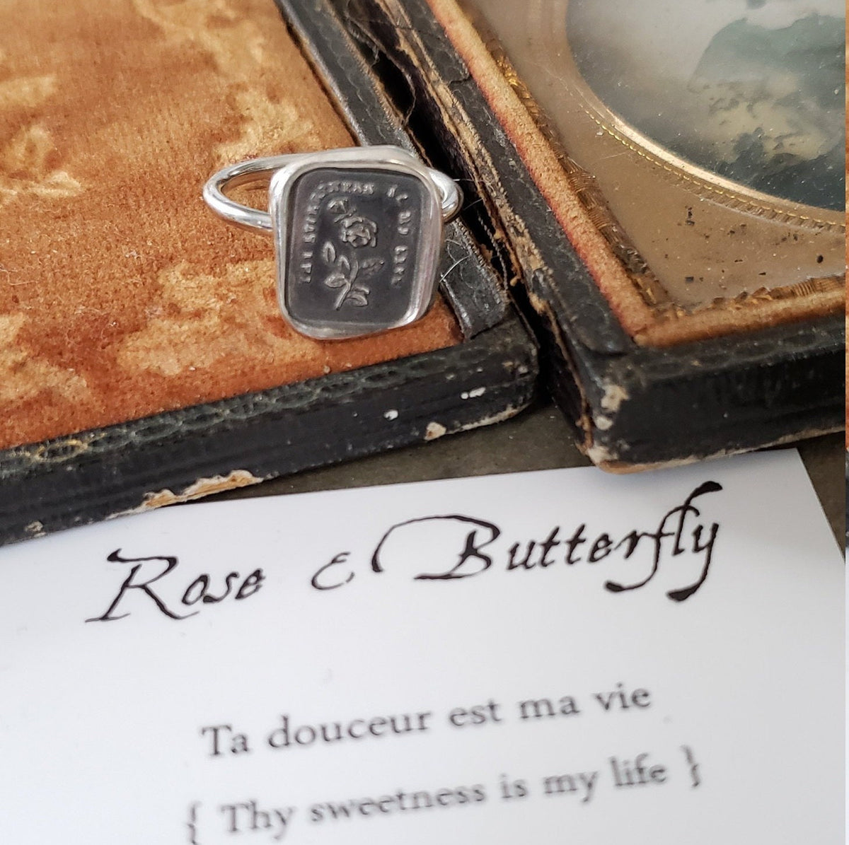 Rose &amp; Butterfly - Skinny Stacking Ring