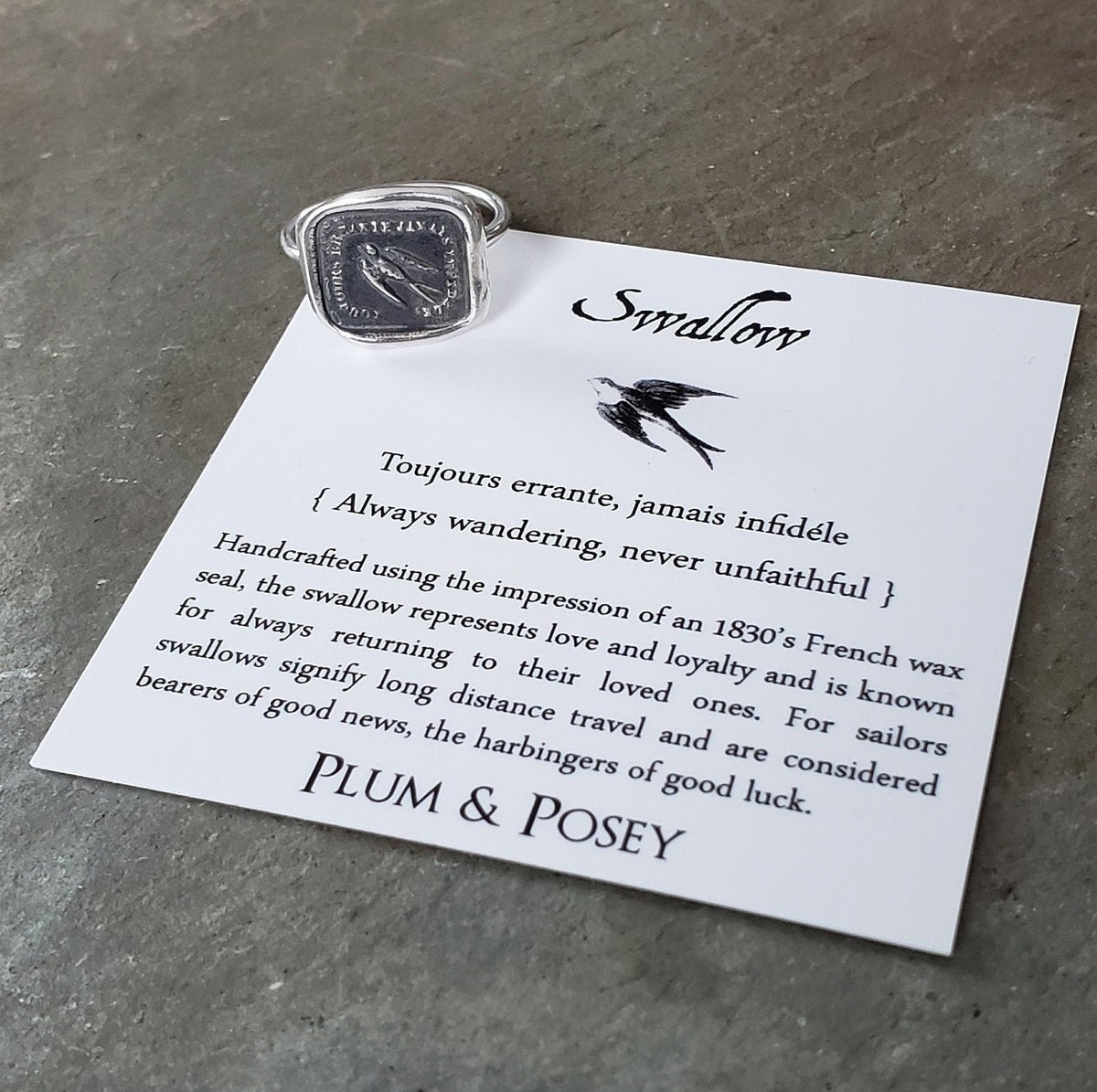 Swallow - Always wandering, never unfaithful - Skinny Stacking Ring