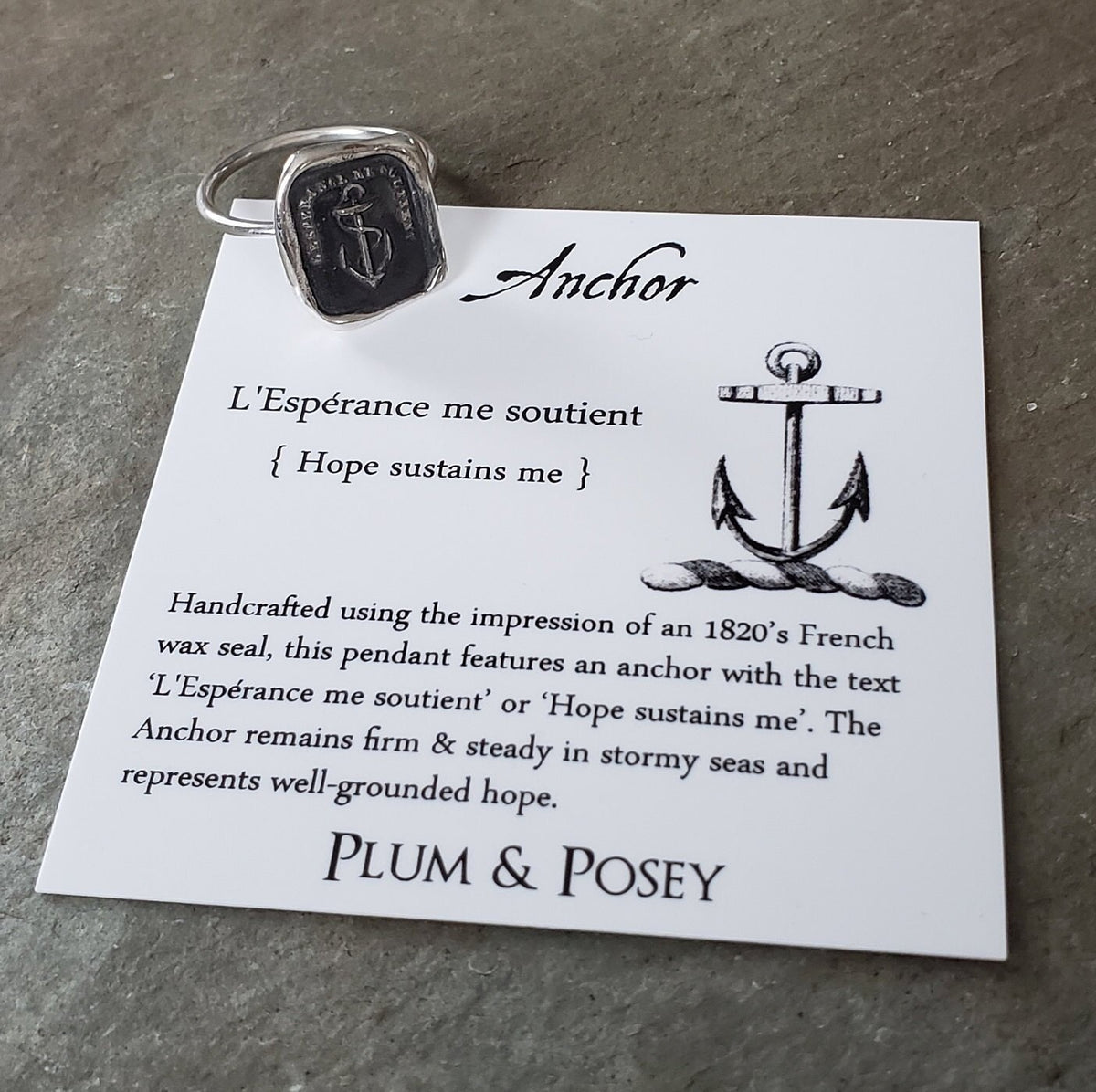 Anchor, hope - Skinny Stacking Ring