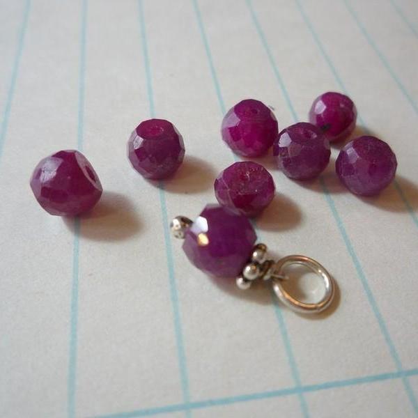 Faceted Ruby Rondel 6-7mm