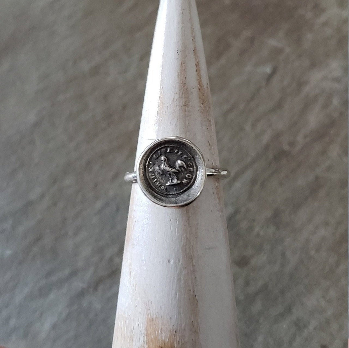 Rooster - While I live I'll crow - Skinny Whimsy Ring