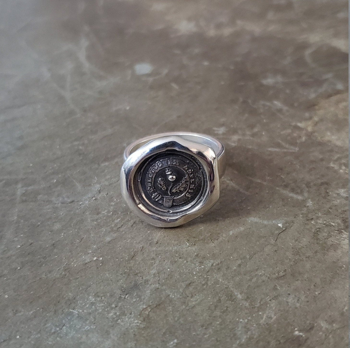 Thistle Wax Seal Ring - Dulcius ex asperis - sweetness after difficulties