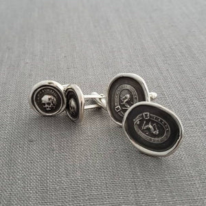 Wolf Crest Wax Seal Cufflinks - While I Breath I Hope