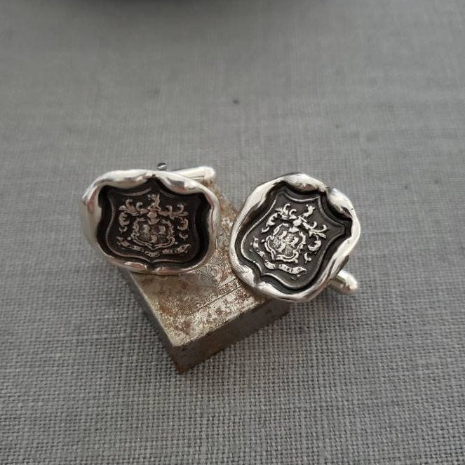 Wolf Crest Wax Seal Cufflinks - While I Breath I Hope
