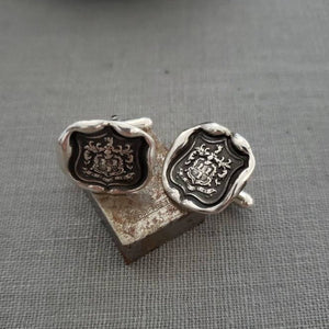 Wolf Crest Wax Seal Cufflinks - While I Breath I Hope