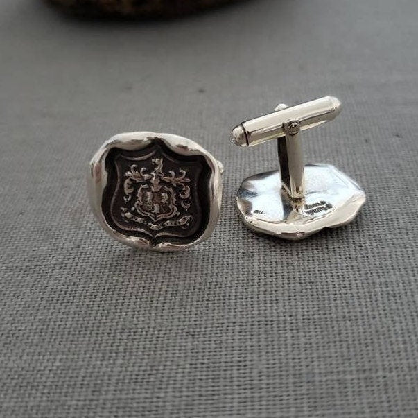 Wolf Crest Wax Seal Cufflinks - While I Breath I Hope