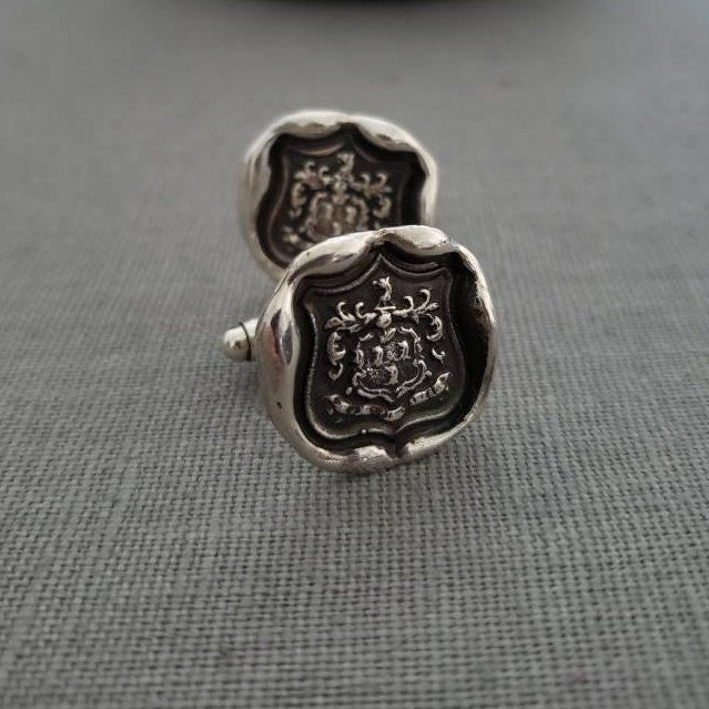 Wolf Crest Wax Seal Cufflinks - While I Breath I Hope