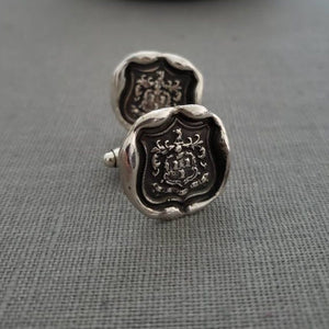 Wolf Crest Wax Seal Cufflinks - While I Breath I Hope