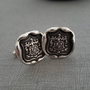 Wolf Crest Wax Seal Cufflinks - While I Breath I Hope