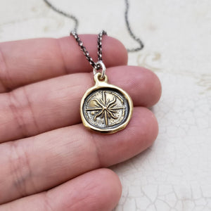 Medieval Compass Rose Necklace in bronze