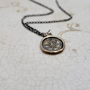 Medieval Compass Rose Necklace in bronze