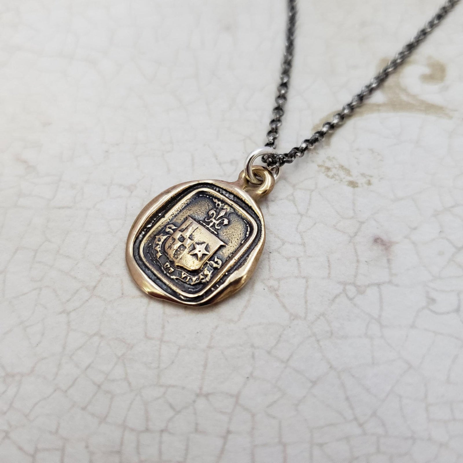 Fleur de lis and Star necklace - Live your Life in Bronze