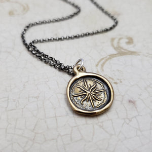Medieval Compass Rose Necklace in bronze