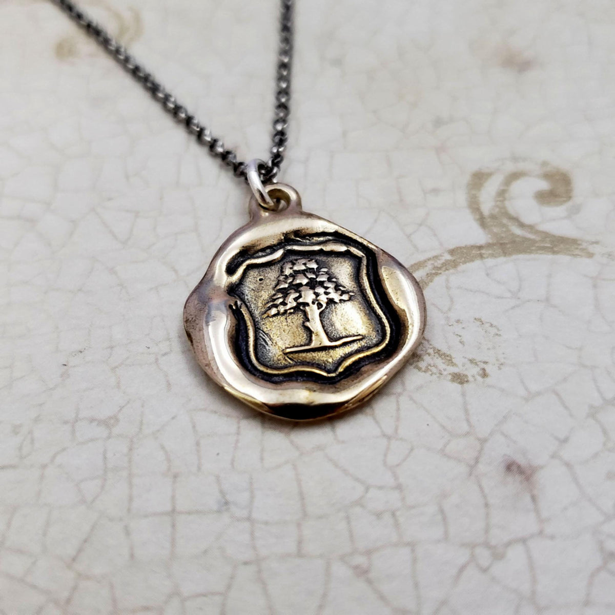 Strength Oak Tree Pendant in Bronze