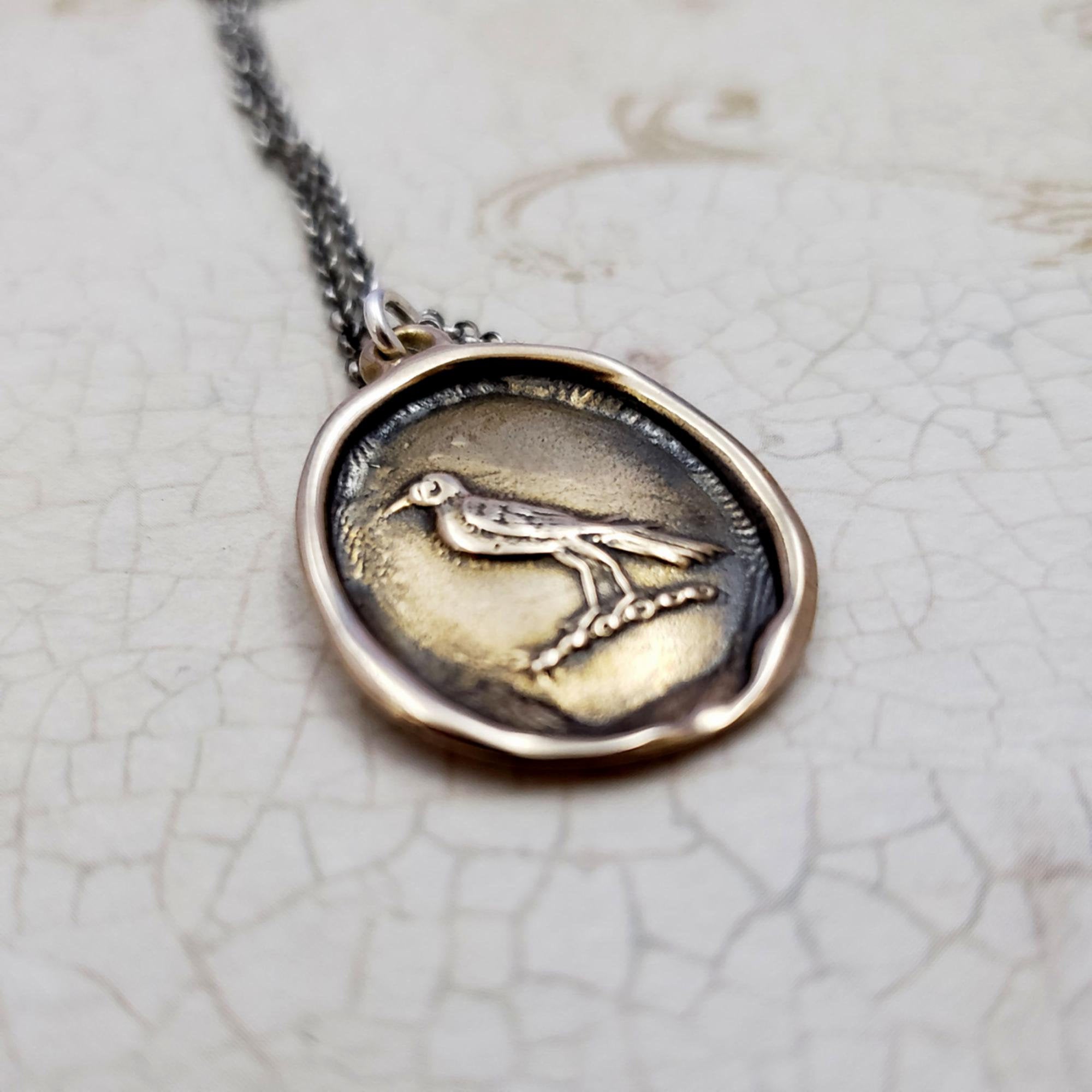 Nevermore Raven Wax Seal Pendant in Bronze