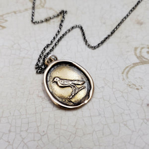 Nevermore Raven Wax Seal Pendant in Bronze