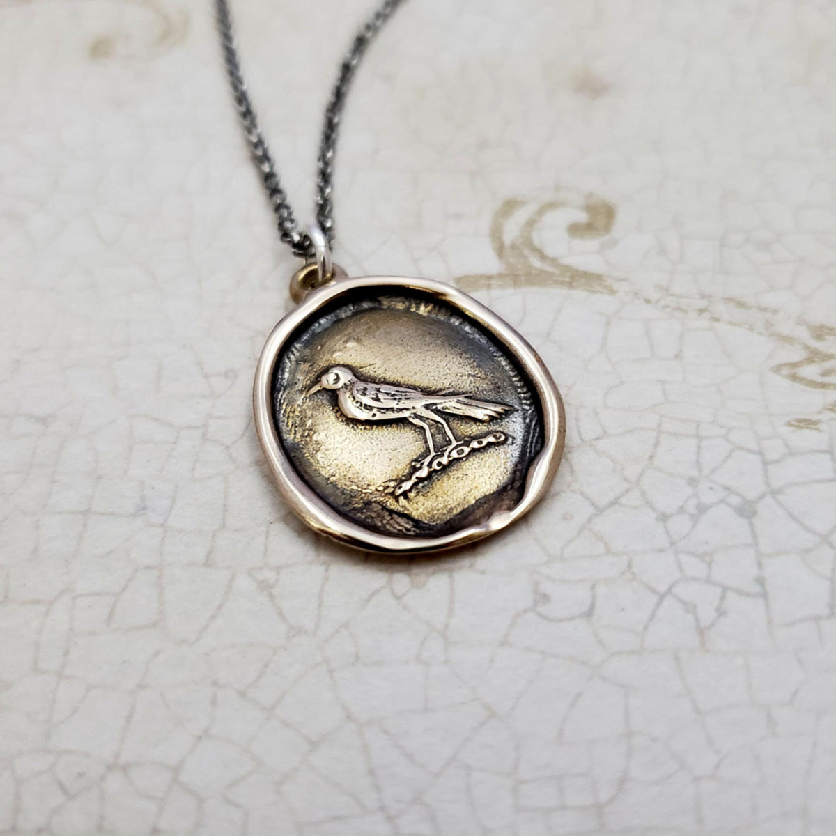 Nevermore Raven Wax Seal Pendant in Bronze