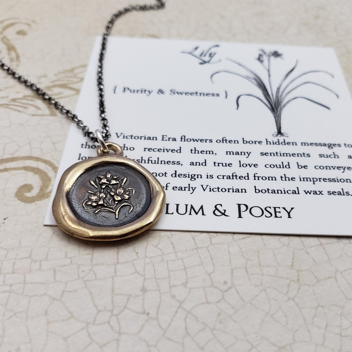 Lily Flower Pendant Necklace in Bronze