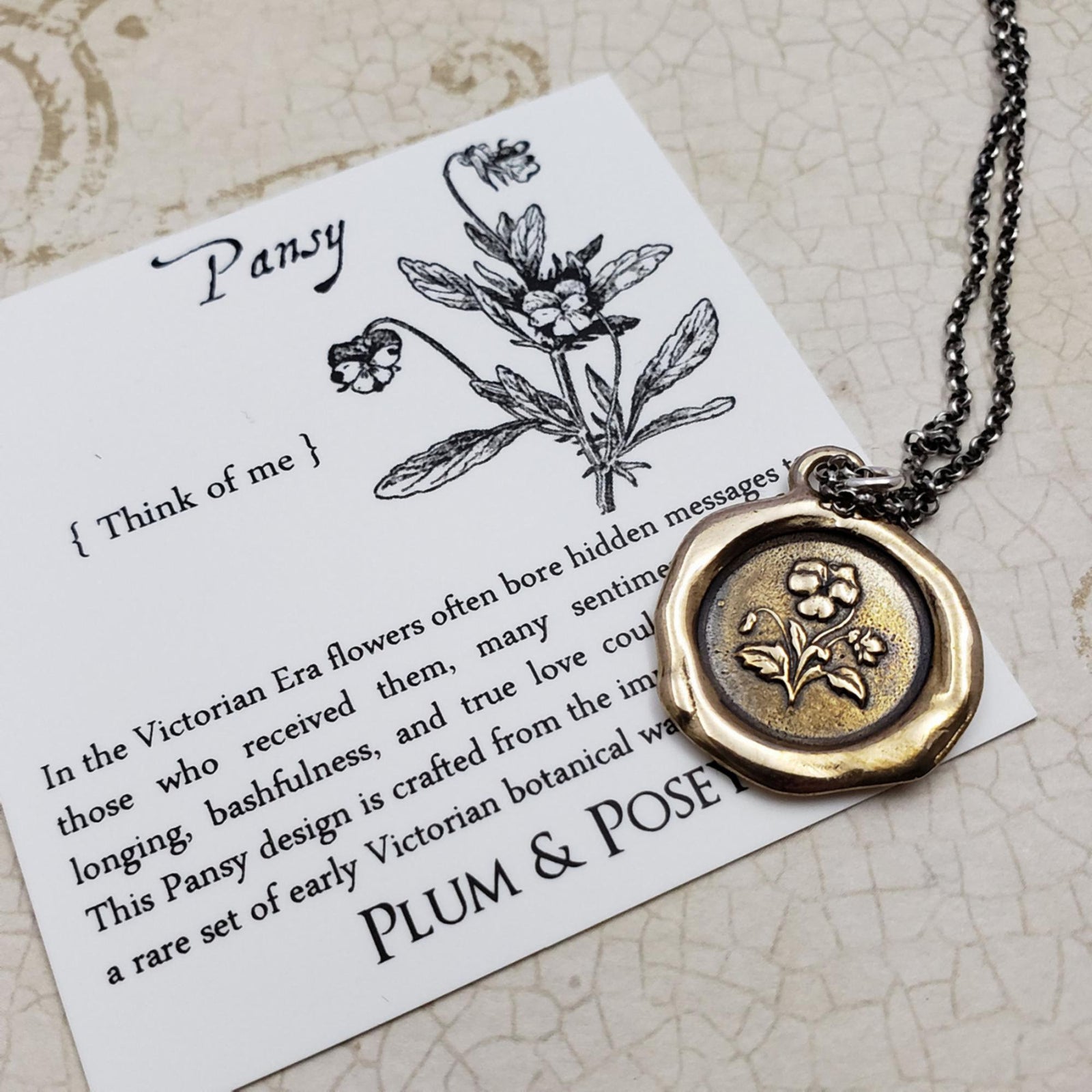 Pansy Necklace - Forget me not in bronze