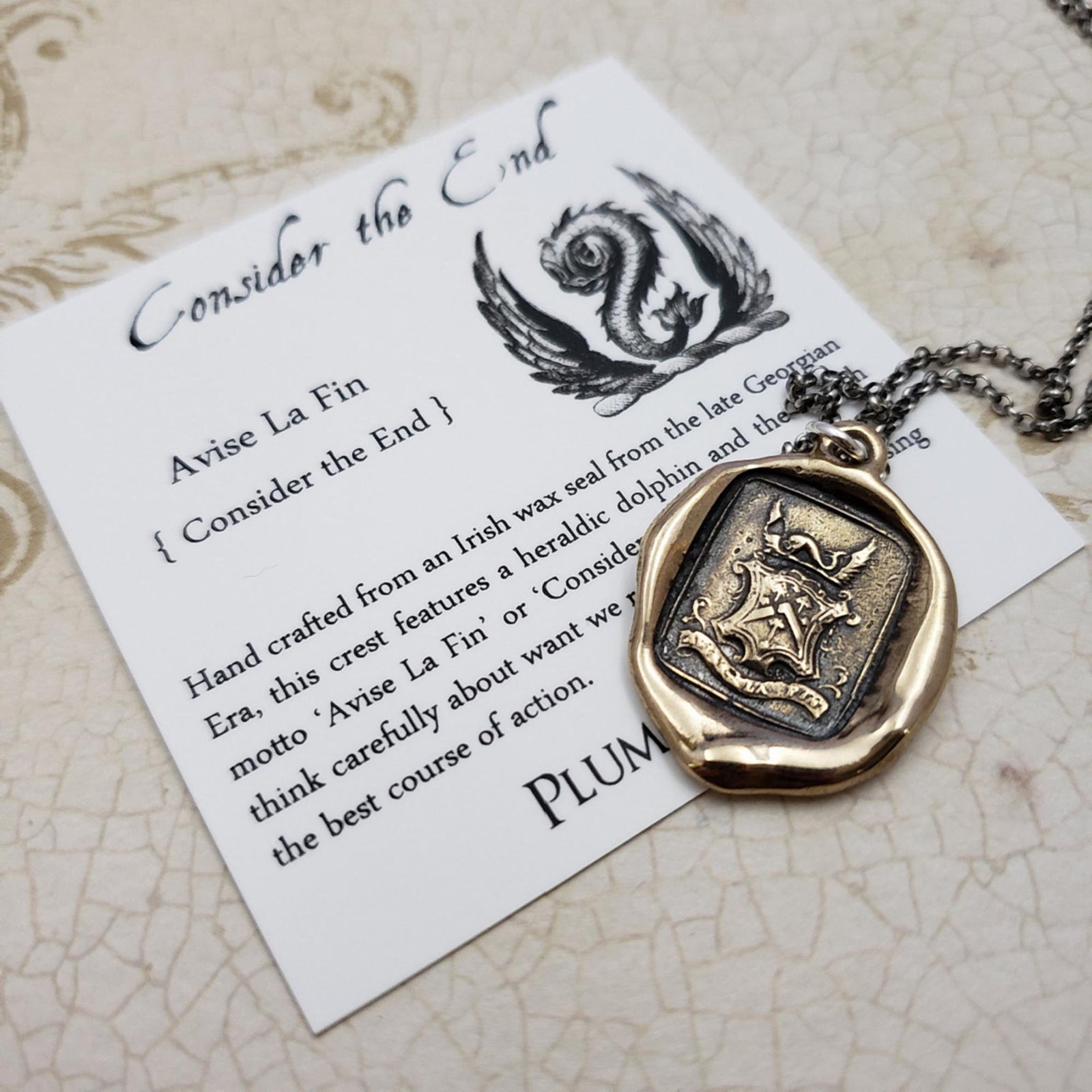Dolphin Crest  ~ Consider the End in Bronze