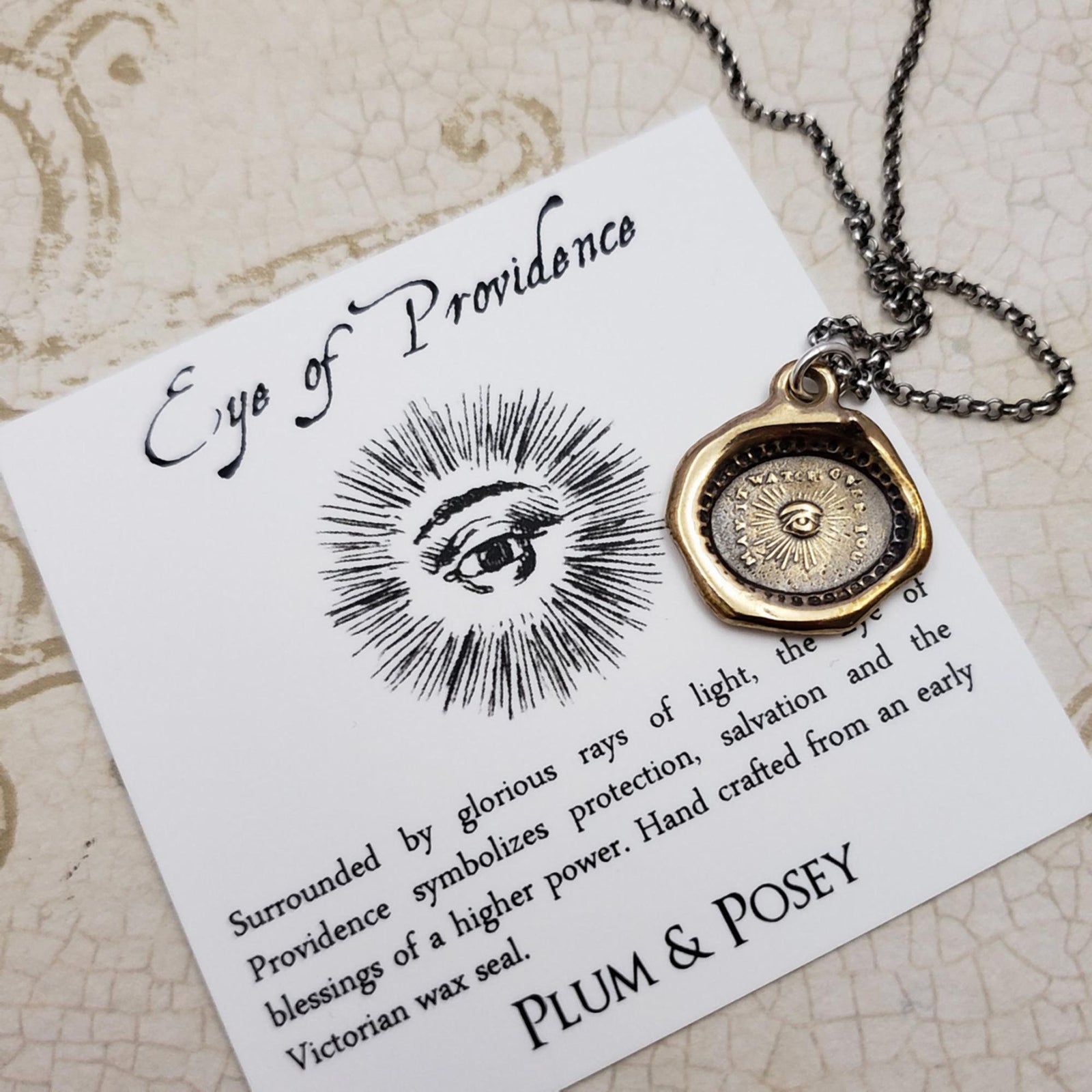 Eye of Providence Pendant Necklace in Bronze
