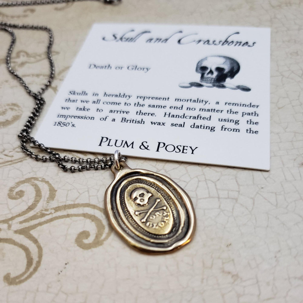 Death or Glory Skull and Crossbones in bronze