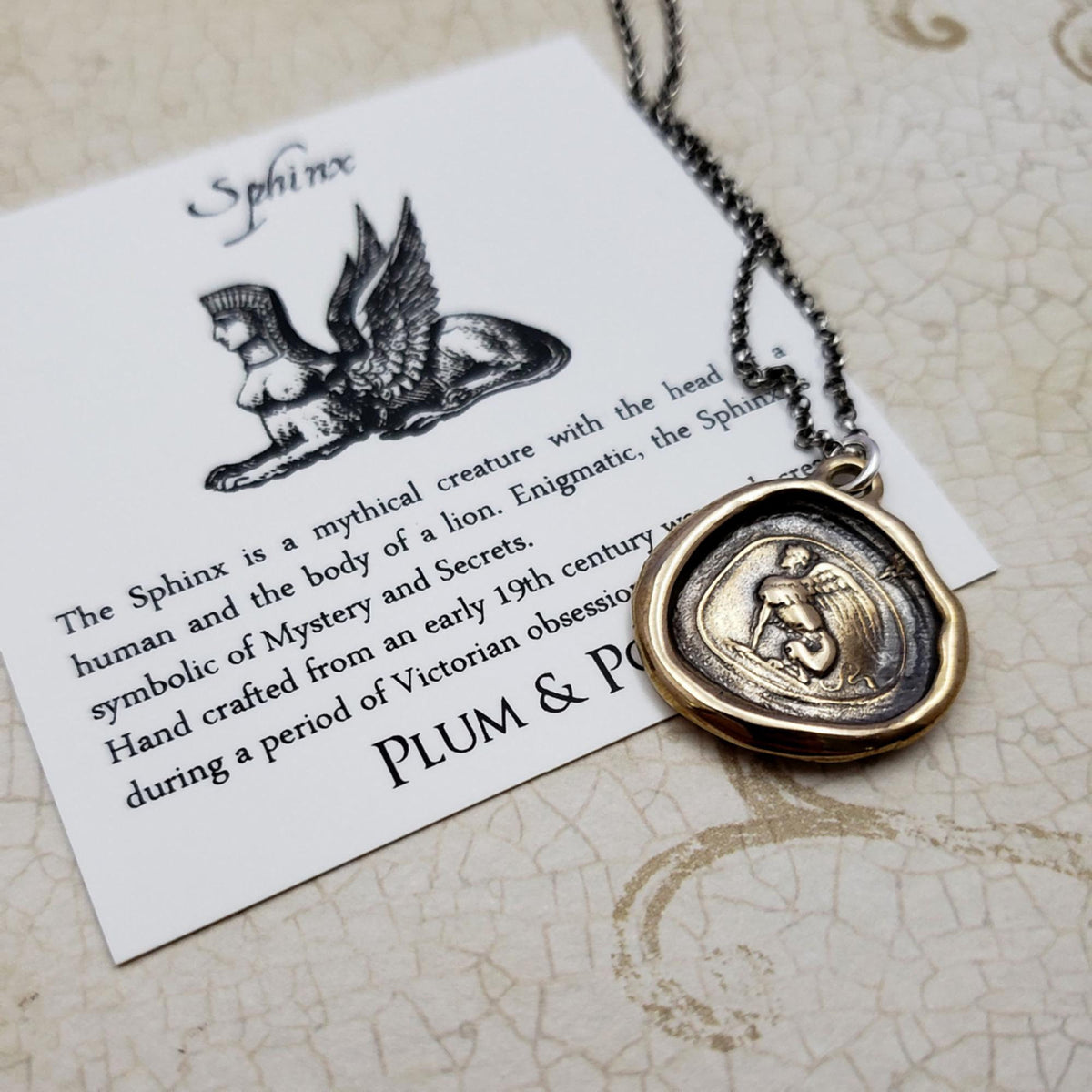 Sphinx Necklace - Mystery &amp; Enigma in Bronze