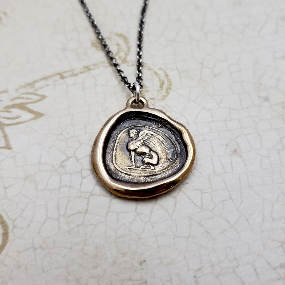 Sphinx Necklace - Mystery &amp; Enigma in Bronze