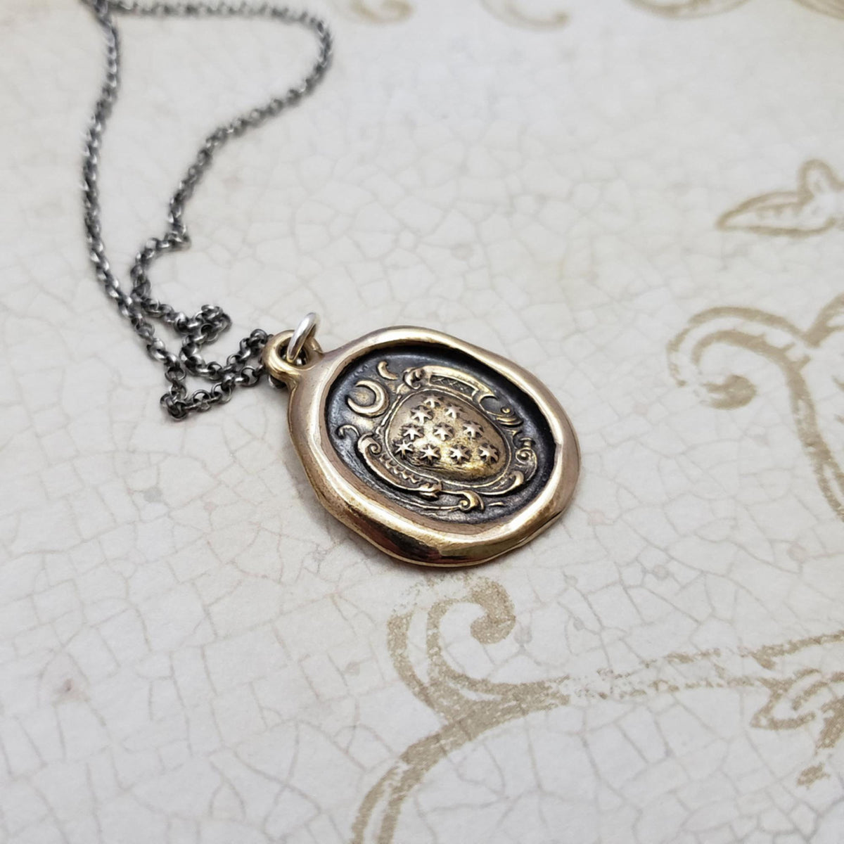 Moon &amp; Stars in bronze