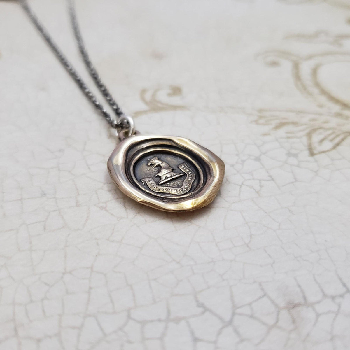 Eagle and Crown Wax Seal Pendant in Bronze