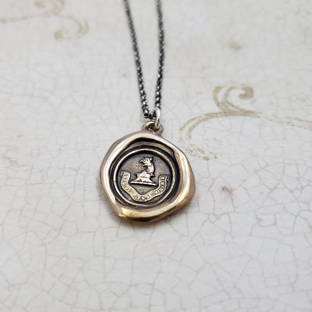 Eagle and Crown Wax Seal Pendant in Bronze