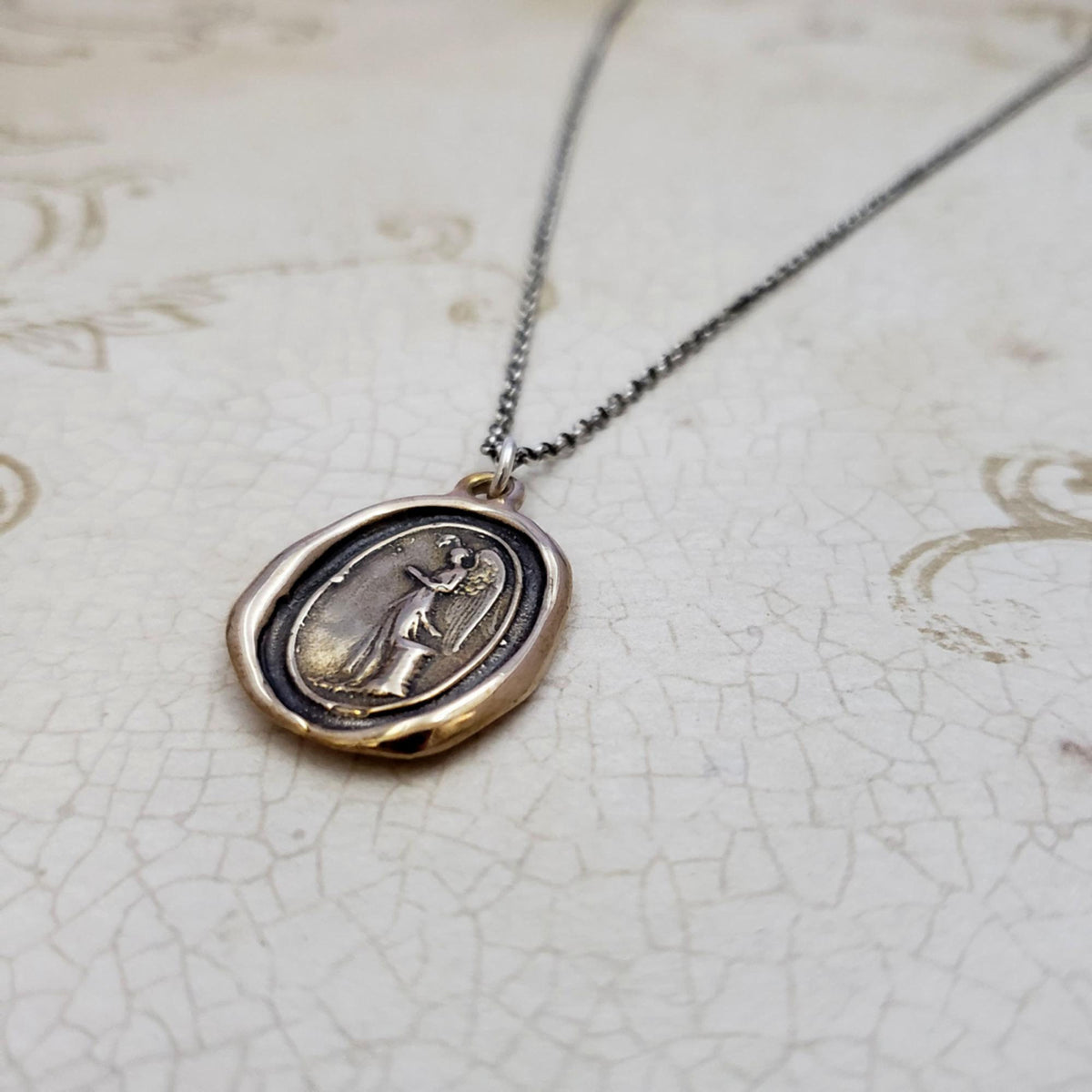 Guardian Angel Pendant in Bronze