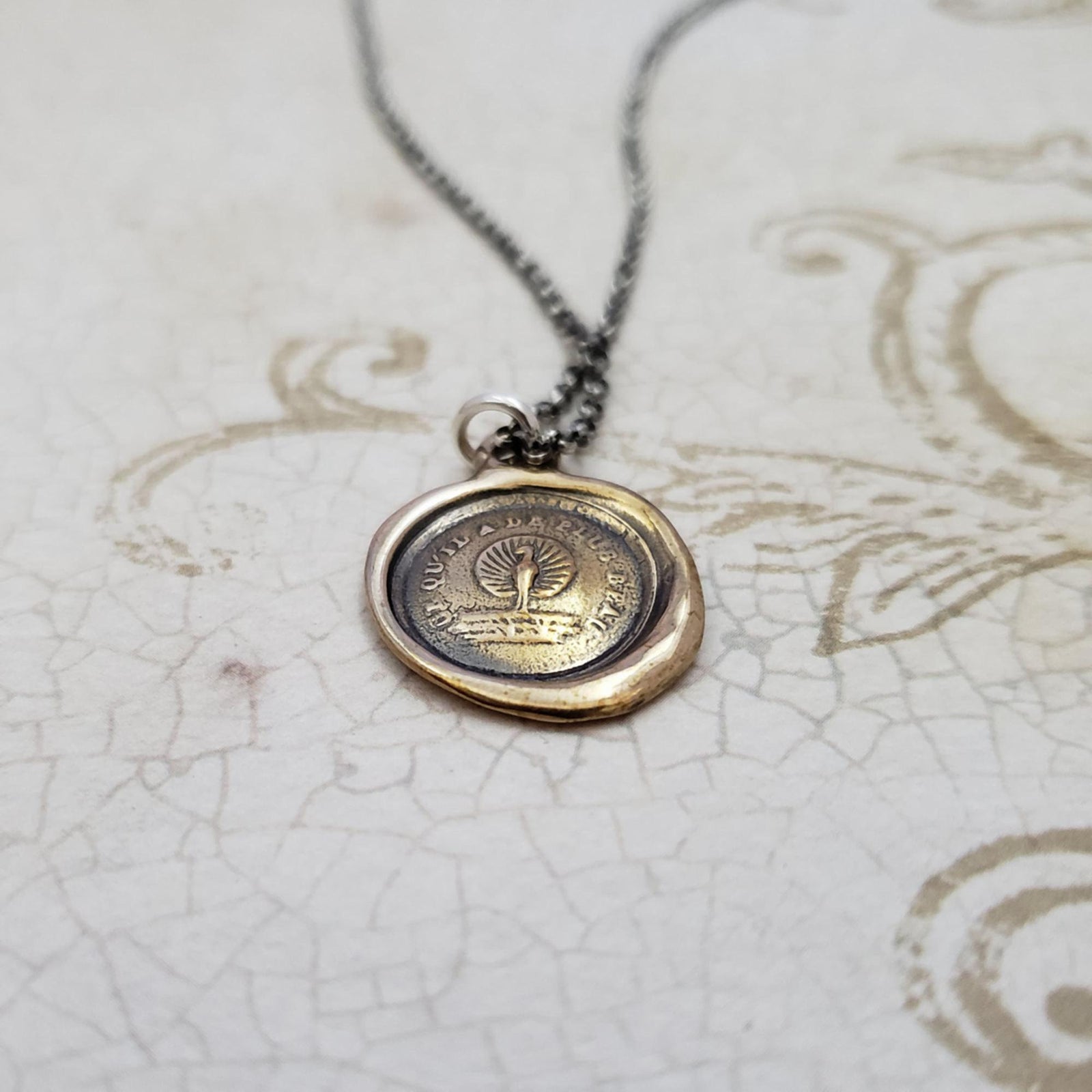 Peacock Bronze Pendant Symbolizing Beauty, Power and Knowledge in Bronze