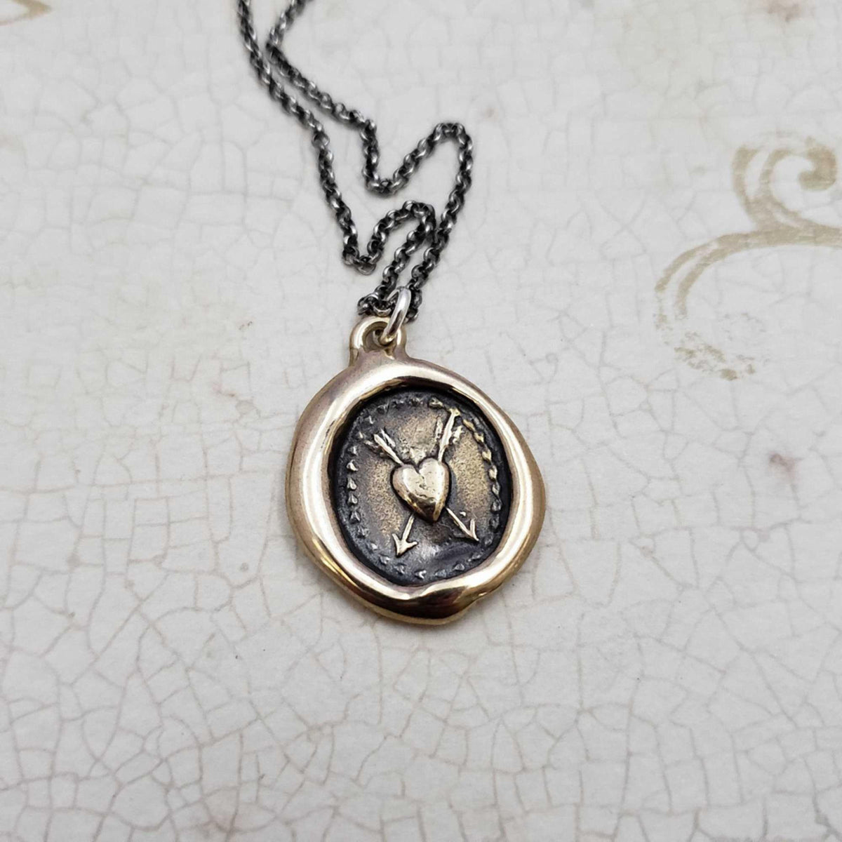 Flaming Heart and Arrows in Bronze