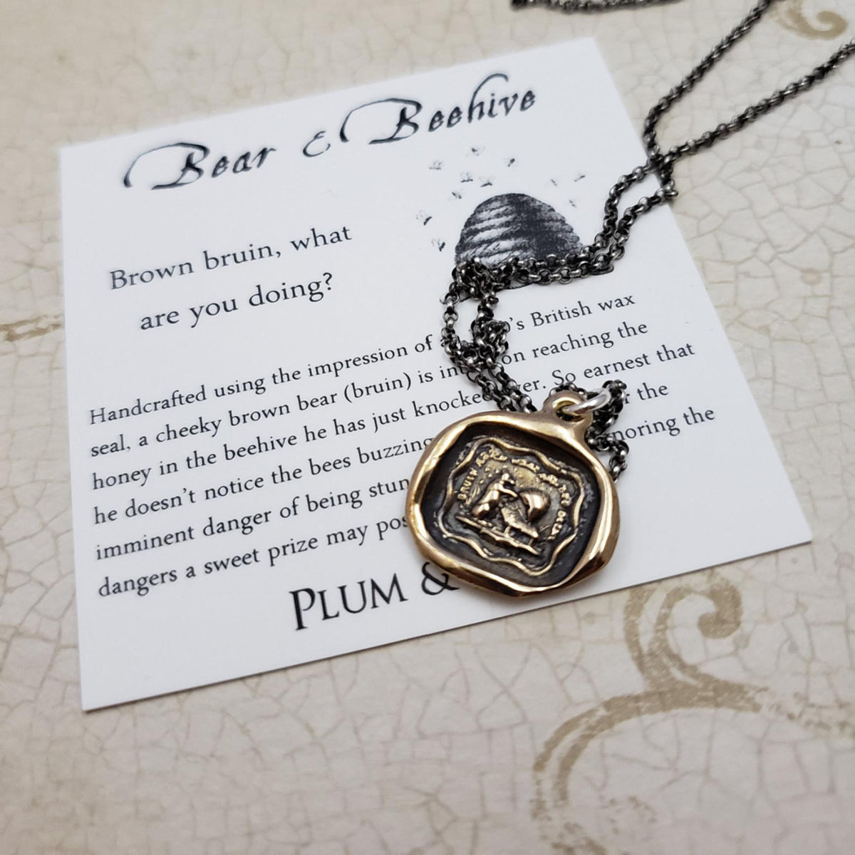 Brown Bear and Bee Hive in Bronze