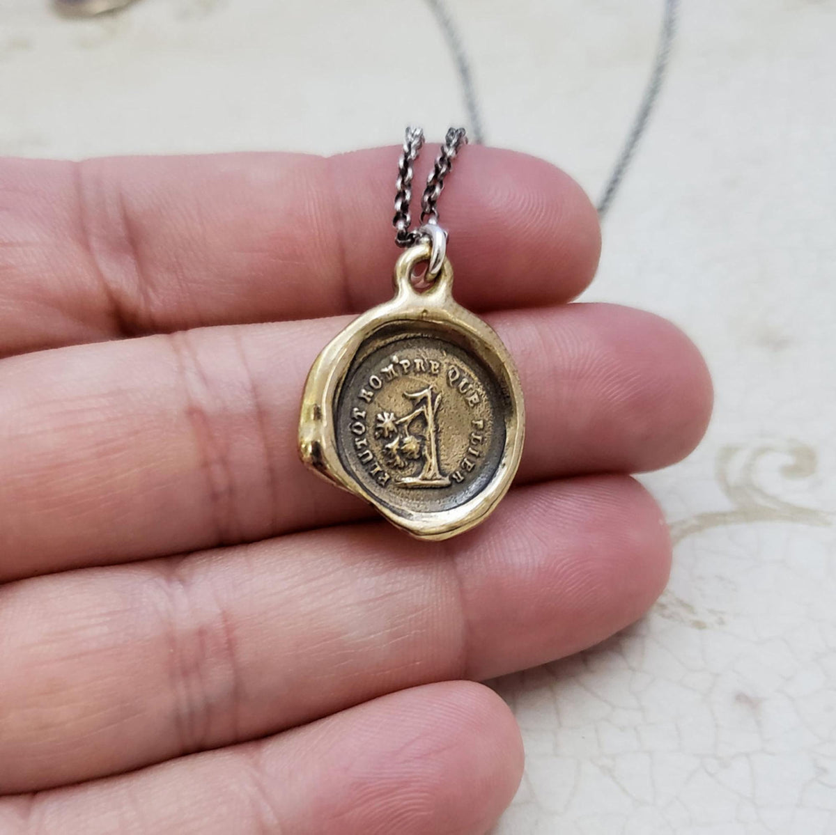 Oak Tree Pendant - &#39;I will break before I bend&#39; in Bronze