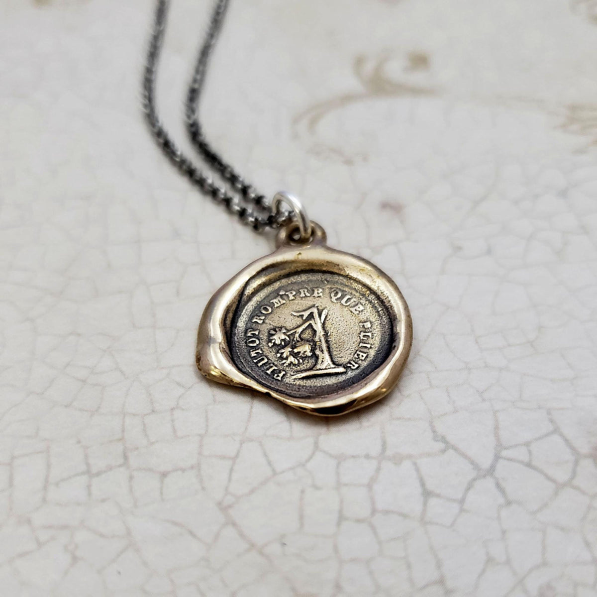 Oak Tree Pendant - 'I will break before I bend' in Bronze