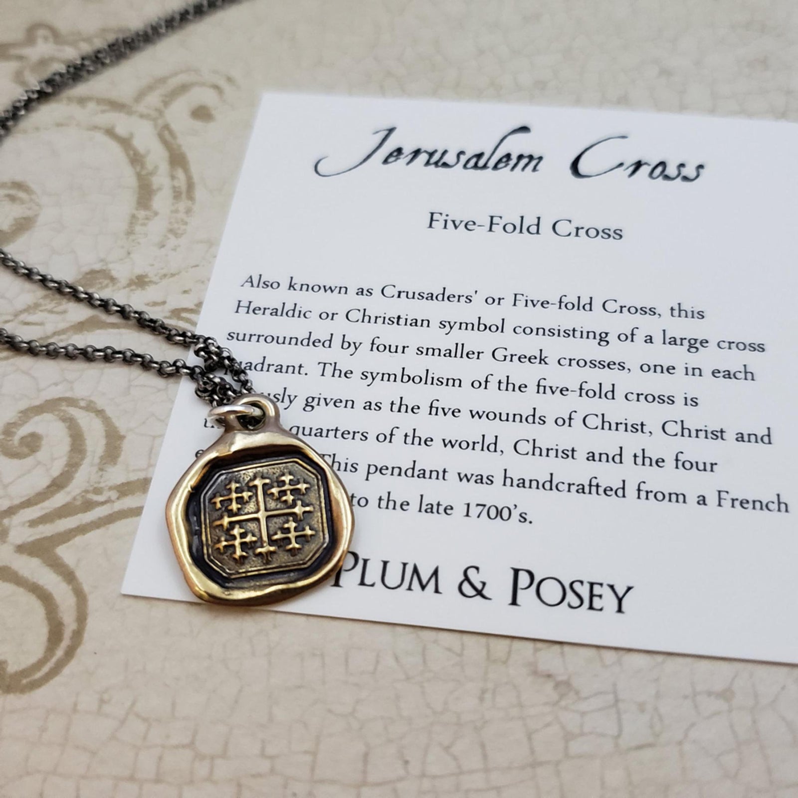 Jerusalem Cross Necklace in Bronze