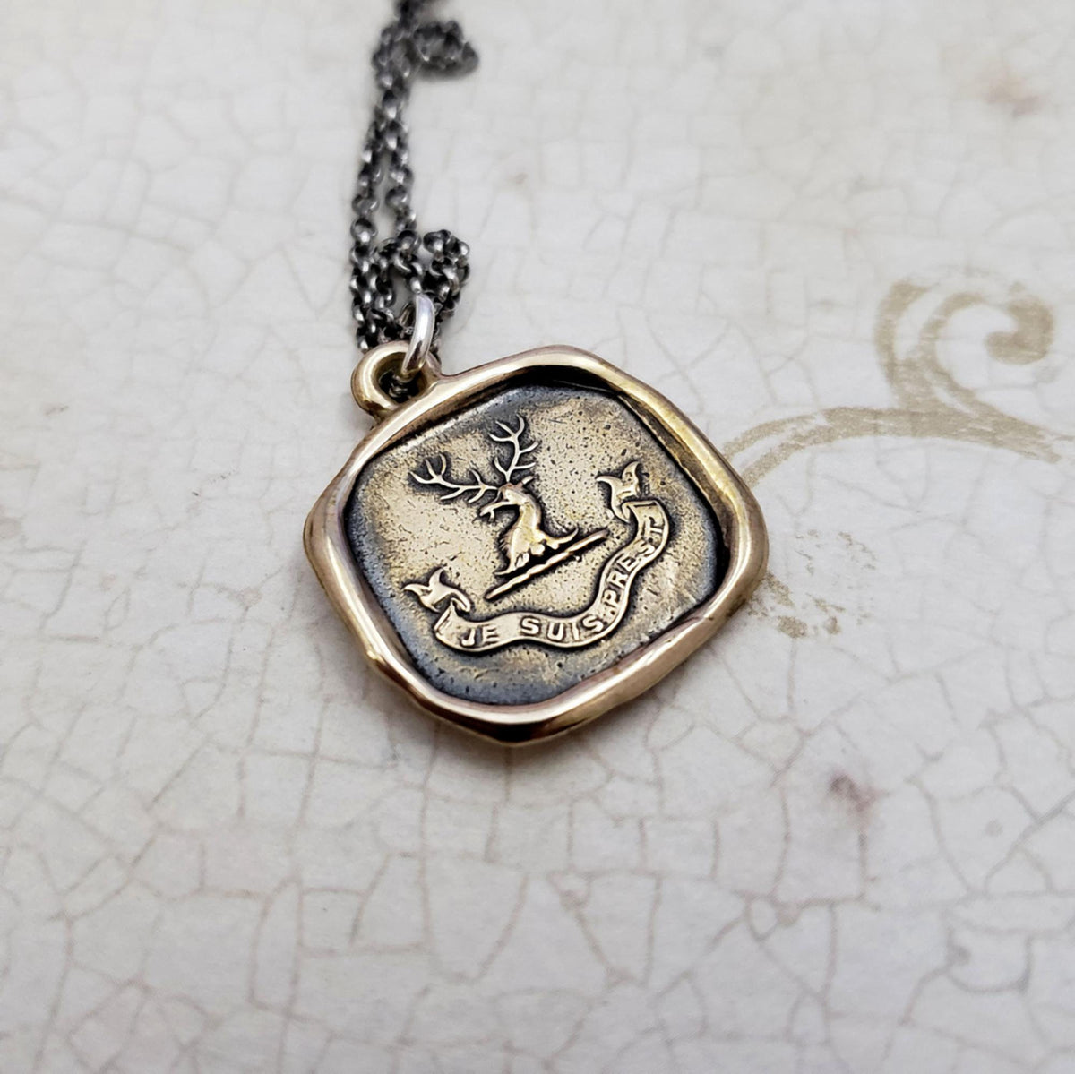 Heraldic Stag - &#39;I am Ready&#39; in Bronze