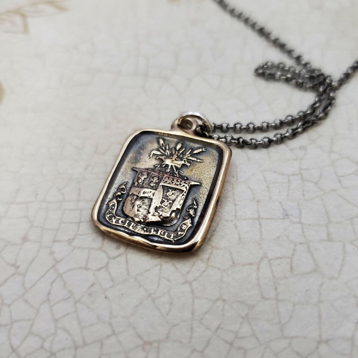 Wheat and Crown - Truth Prevails Wax Seal Pendant in Bronze