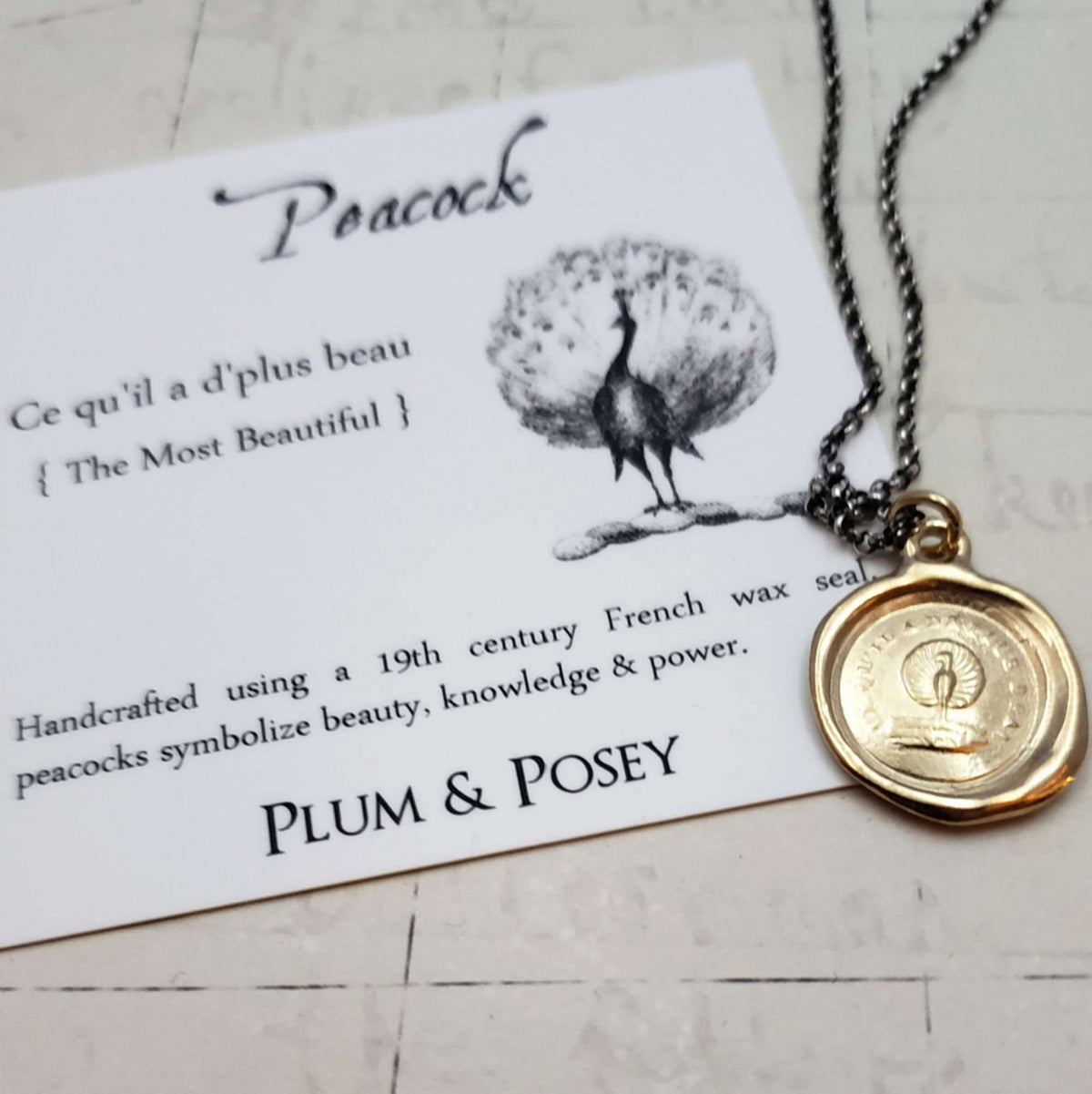 Peacock - Beauty, Power and Knowledge Necklace in Gold Vermeil