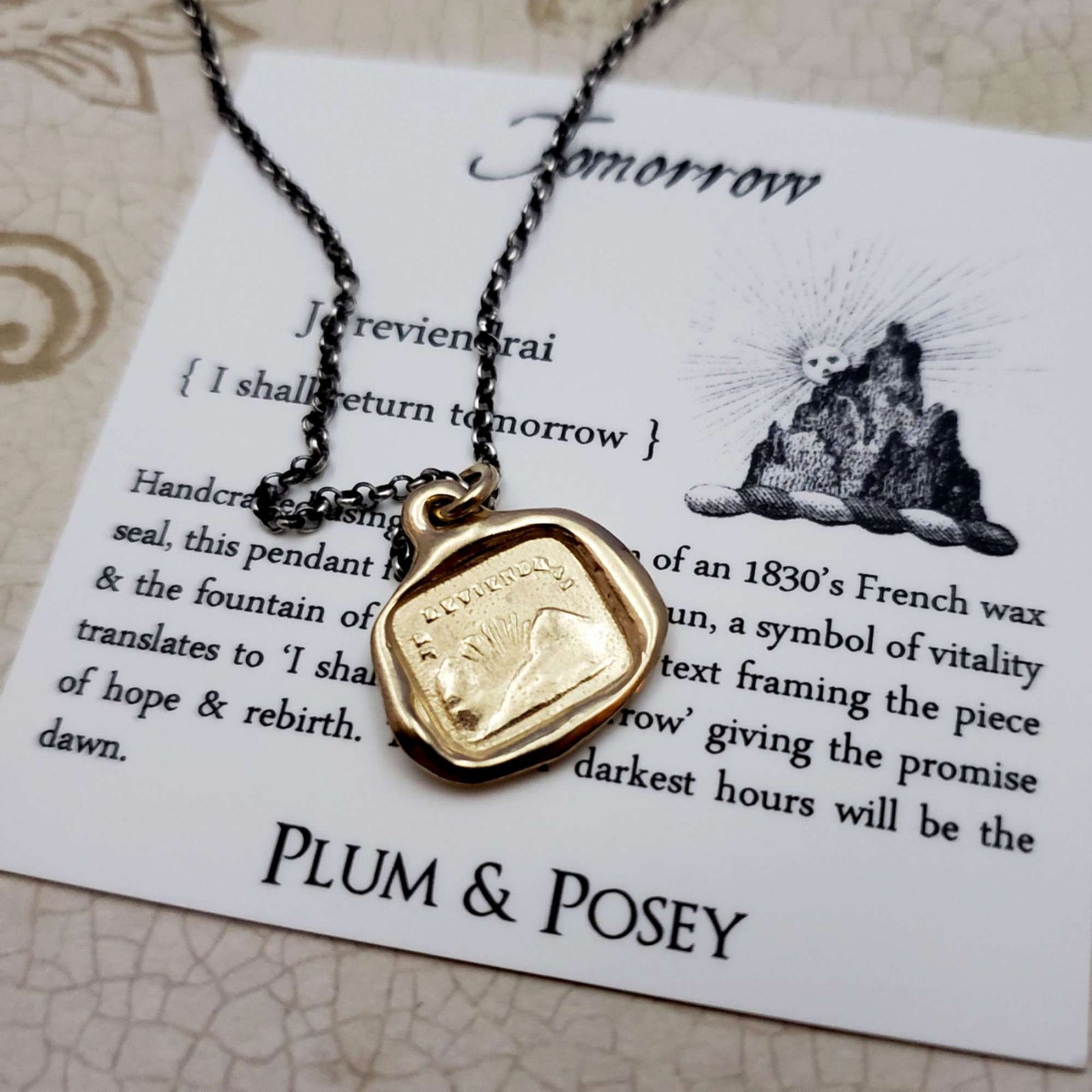 Rainbow - I Will Return Tomorrow Wax Seal necklace in Gold Vermeil