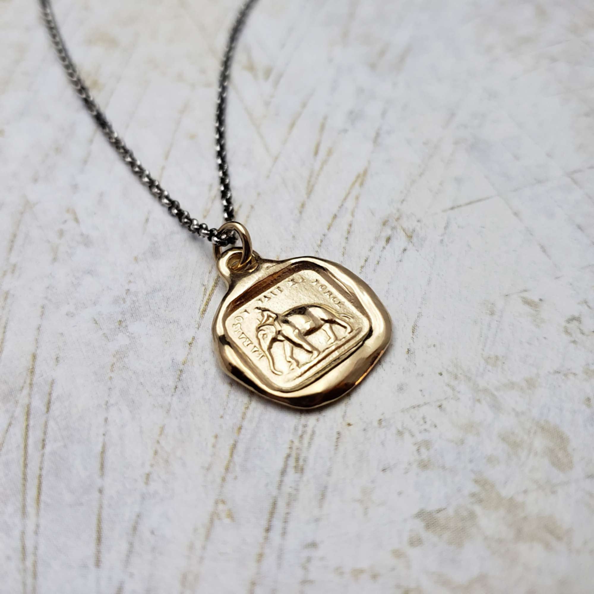 Elephant Necklace - My Strength is my Virtue in Gold Vermeil