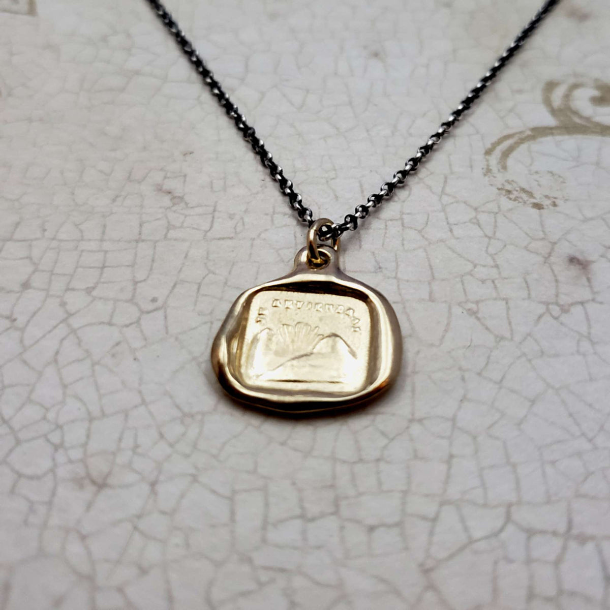 Rainbow - I Will Return Tomorrow Wax Seal necklace in Gold Vermeil