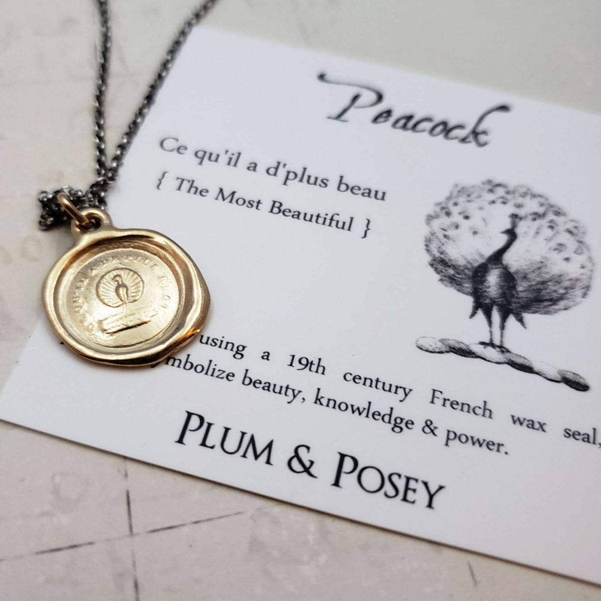 Peacock - Beauty, Power and Knowledge Necklace in Gold Vermeil