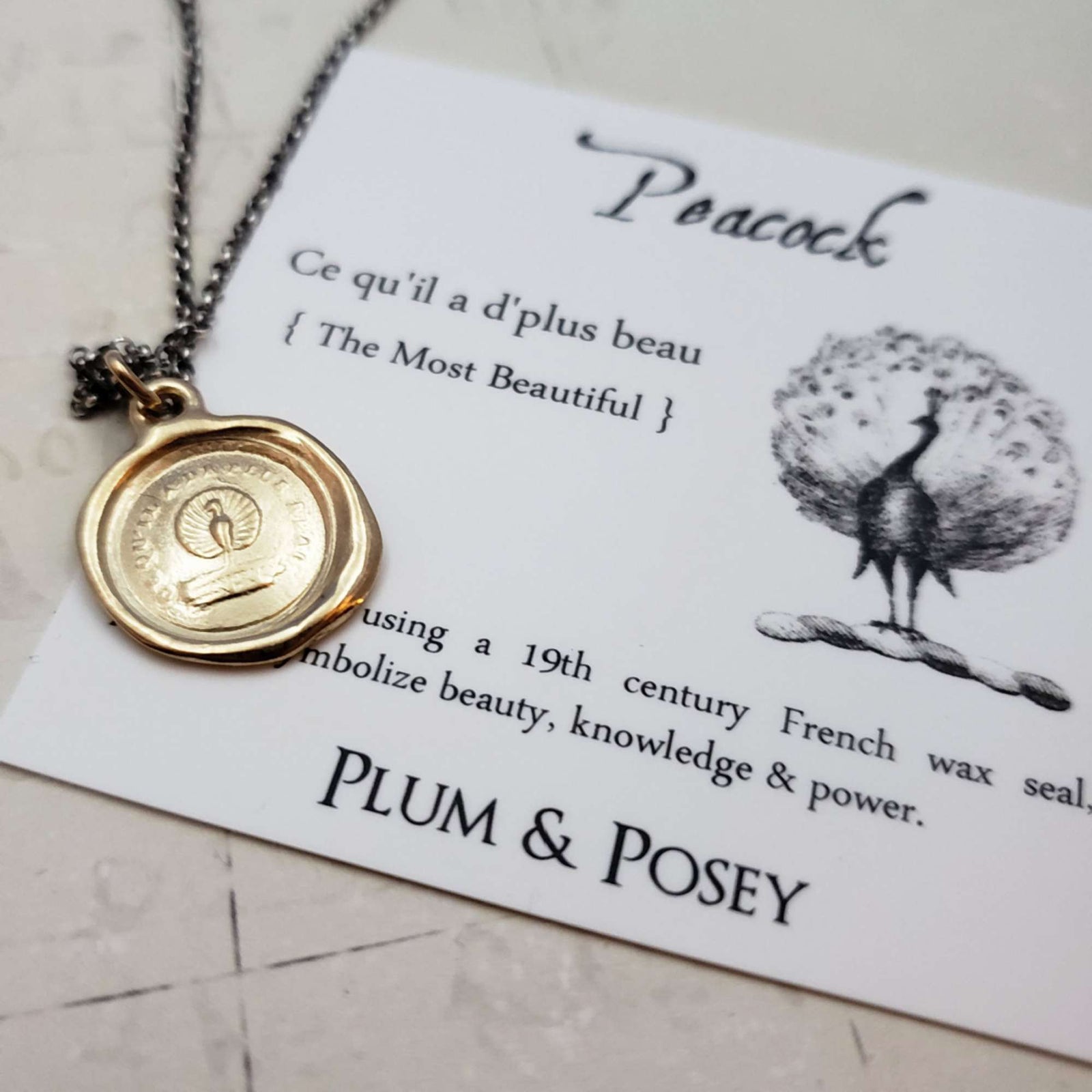 Peacock - Beauty, Power and Knowledge Necklace in Gold Vermeil