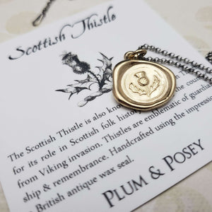 Scottish Thistle Wax Seal Pendant in Gold Vermeil